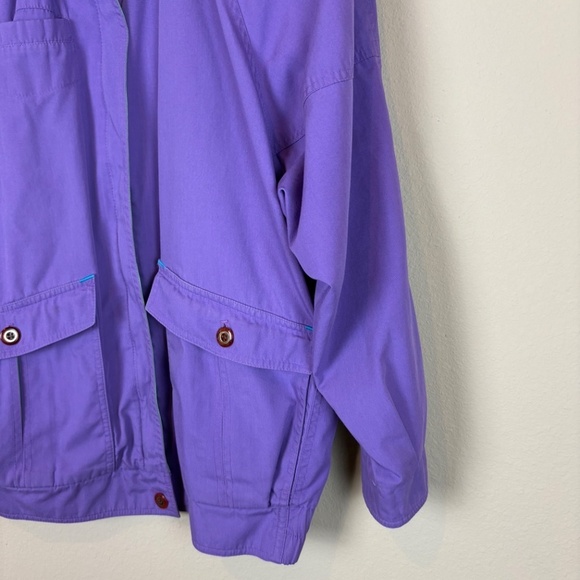 London Fog Vintage Purple/Green Hidden Metal Zip Front Jacket; Size L - Picture 7 of 11